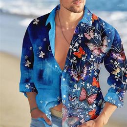 Men's Casual Shirts Shirt Hawaiian Floral Butterfly Color Spring Summer 2024 Fashion Trend Leisure Outdoor Vacation Plus Size