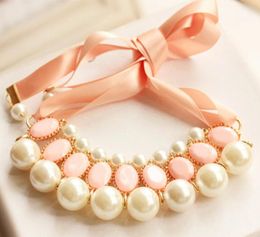 Ladies Bib Choker Jewellery Pearl Necklace Ladies Pearl Tassel Choker Statement Necklaces Gift Bijouterie For Women Christmas Gift1715643