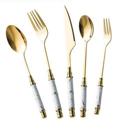 Ceramic Tableware Dinner Forks Spoon Knife Set Vintage Cutlery 304 Stainless Steel Dinnerware7418836