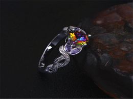 Wedding Rings Fashionable Woman Silver Ring Classic Exquisite Tree Vine Inlaid Colourful Zircon Temperament Female Hand Jewelry9169993