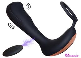 New Remote Control Prostate Massager USB Charging with Cock Ring Butt Plug Anal Vibrator Sex Toys for Men Anal Prostata Y1910289018336