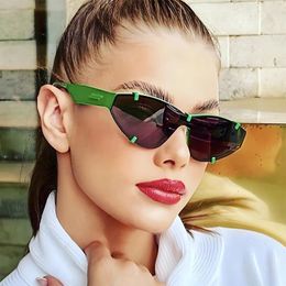 Sunglasses Fashion Rimless For Women Brand Design Trendy One Piece Sun Glasses Shades UV400 Eyewear Small Punk Sports