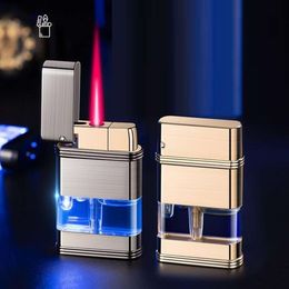 Customised Wholesale Cigar Lighters Windproof Red Flame Butane Torch Lighter With Led Light