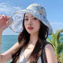 Wide Brim Hats Empty Top Hat Simple Trendy Silk Sunscreen Cap Breathable Anti-Sun Beach Outdoor Sports
