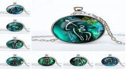 JLN Twelve Zodiac Constellations 12 pcsLot Fashion Horoscope Time Gems Cabochon Alloy Pendant Necklace Gift For Man Woman4221172