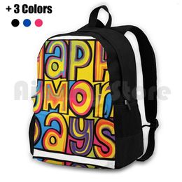 Backpack Happy Mondays Outdoor Hiking Riding Climbing Sports Bag Music Vinyl Record Band Classic