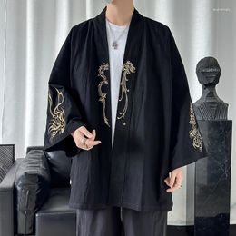 Camicie casual maschile da uomo ricamo giapponese streetwear giapponese a manicotto vintage kimono cardigan taglie forti camicetta