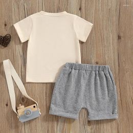 Clothing Sets Toddler Baby Boys Girls Farm Outfit Short Sleeve Animal T-shirt And Solid Colour Shorts Set Summer Clothes