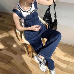 Women's Jeans Woman Streetwear Denim Jumpsuit Female Loose Jumpsuits Casual Fashion Girls Maxi Blue Suspenders Overalls Pants G344