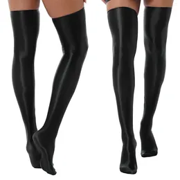 Women Socks Womens Lady Glossy Stretchy Stockings Solid Smooth Thigh High Club Rave Party Pole Dancing Costume Accessories Clubwear