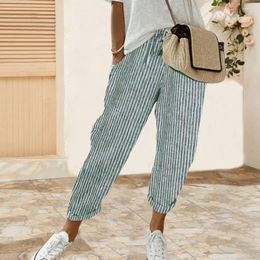 Women's Pants Women Vertical Stripe Striped Loose Fit Trousers Printed With Adjustable Drawstring For Streetwear