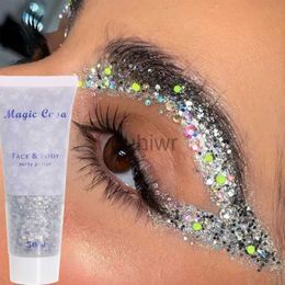 Body Glitter Eyeshadow Glitter Gel Cream Nail Hair Body Face Glitter Gel Art Flash Heart Loose Sequin Cream Shiny Festival Party Decoration d240503