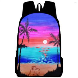 Backpack Fashion Trendy Coconut Tree Notebook Backpacks Pupil School Bags 3D Print Oxford Waterproof Boys/Girls Laptop