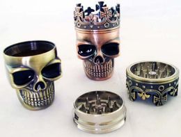 Smoking Accessories Metal King Skull Tobacco Herb Grinder 3Part Spice Crusher Hand Muller Plastic Grinders Magnetic with Sifter7093679