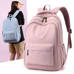 Backpack Fashion Trend Solid Color Pink School Bag Student For Boys Girl Notebook Daily Mochila Light Weight