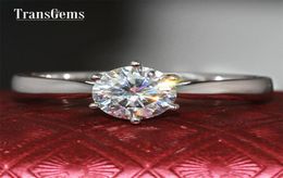 Transgems 18k White Gold 1ct Carat Diameter 65mm F Colour Moissanite Wedding Engagement Ring For Women Solitare Ring Gold Y19061207892836
