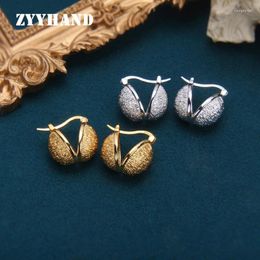 Hoop Earrings S925 Sterling Silver Pea Irregular Pattern Lava Ripple Women Gold-Color Party Fine Jewelry FY454