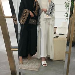 Ethnic Clothing Marocain Kaftan Women Muslim Embroidery Long Dress Open Abaya Dubai Turkey Kimono Cardigan Eid Ramadan Jalabiya Islam Robe