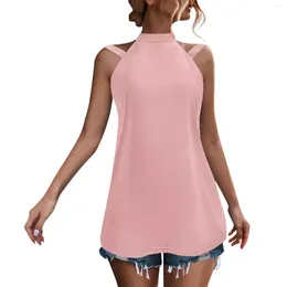 Women's Tanks Summer Solid Color Sleeveless Off Shoulder Tank Top Casual Basic Tops Pullover Fashionable And Simple