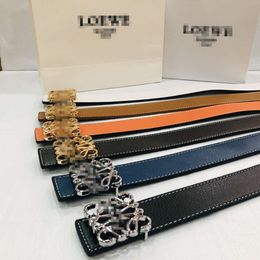 Fashion Double-sided Lychee Grain loewe Belt Luxury Men Women Designer Belt Width 3.8cm Gold Silver Smooth Buckle Leather Belts with box