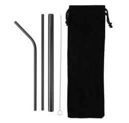 14 pcs Metal Reusable 304 Stainless Steel Straws Straight Bent Drinking Straw with Case Cleaning Brush Set Party Bar Accessory9625923