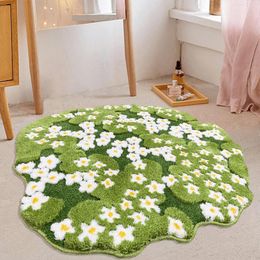 Carpets Flocking Bedroom Carpet Shaped Living Room Ins Wind Light Blue Sea Wave Anti-slip And Dirty Bed Floor Mat