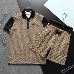 Mens t Shirt Shorts Set Designer Top Polo Casual Stripe Knight Embroidery Badge Tracksuits Summer Short Sleeve Men Tees Suit Womens Clothing M-3XL #0136
