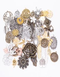 200grams Vintage silver color bronze plant leaf flower tree charms pendant for bracelet earring necklace diy jewelry making5745692