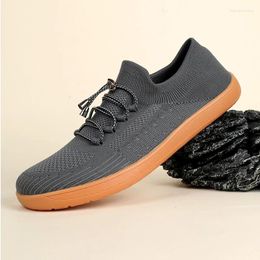 Walking Shoes Fashion Men Wider Breathable Mesh Barefoot Wide-toed Flats Soft Zero Drop Sole Toe Sneakes Big Size