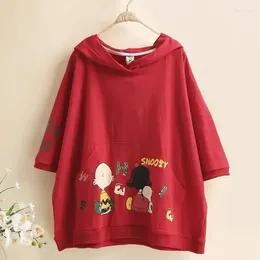 Women's T Shirts Fashion Hooded Korean Printed T-Shirt Clothing 2024 Spring Oversized Casual Pullovers Loose All-match Tee Shirt J174