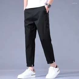Men's Pants 2024 Spring/Summer Light And Thin Ice Silk Fabric Fashionable Trend Nine Split Casual For