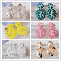 Dangle Earrings Bohemian Colorful Hollow Out Leaf For Women Trendy Irregular Metal Drop Summer Beach Party Statement Jewelry