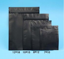 1000pcs 12X18CM 1218cm black Colour Metallic Mylar zipper bags flat bottom Black Aluminium foil small zipper plastic bags1551002