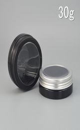 60pcslot 30g Black Plastic Cosmetic Bottle Window Aluminum Cap Refillable Lip Container PET Hair Wax Jar 30ml 2017 Style AB479362166