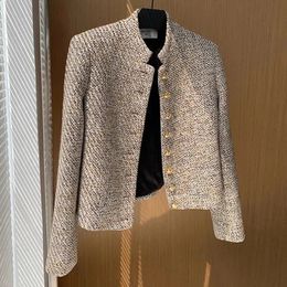 Tweed Korea High Quality Short tweed jacket woman Korean Clothes button chic elegant Winter luxury designer clothing coat 240426