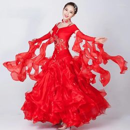 Stage Wear Modern Dance Dress Embroidered Waltz Tango National Standard Competition Performance Costume Long Sleeve Foxtrot