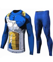 Men T Shirt Homme Compression Costume Vegeta Tshirt Son Goku Tshirts Fitness Leggings Shorts Sportwear G12223821718