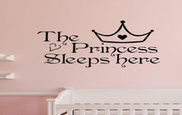 Home Wall Art Princess sleeps here wall decals home decor art quote bedroom wallpaper wall sticker8107162