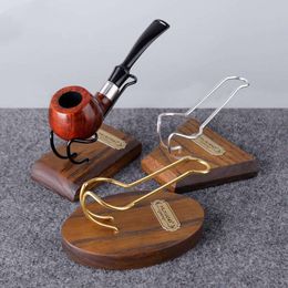 High Quality Custom Beech Wood Pipe Display One Seat Smoking Pipe Rack Popular Metal Durable Pipe Stand