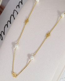Top Quality Popular Real 18K Gold Plated Flowers Pearl Strands Strings Pendant Necklace Brand Chian gift6173427