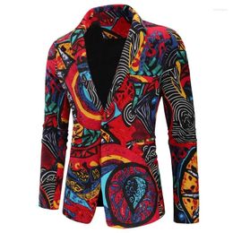 Men's Suits Men Casual Slim One-piece Suit Printing Plus Size Jacket Spring Autumn Outwear Long Sleeve Single Row One Button Overcoat