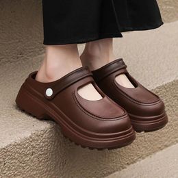 Casual Shoes Comfortable Square Heels Slip On Mule Sandals Women Summer 2024 Thick Platform Round Toe Eva Slippers Woman Vintage Y2K Clogs