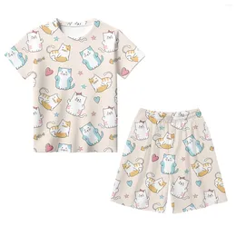 Clothing Sets 2024 Summer 4-14 Years Cute Cartoon 3D Print Children's Cool Boys Girls Polyester Short Sleeve T-shirt And Shorts