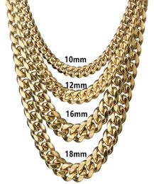 High Quality Silver Gold 316L Stainless Steel Curb Cuban LInk Chain Men Necklace Bracelet 81012141618mm Wide 740quot4946396