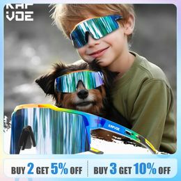 Kapvoe Cycling Sunglasses Suitable For Children Aged 5-17 Years Girls Boys Glasses Outdoor Sun Glasses Protection Classic Kids 240417