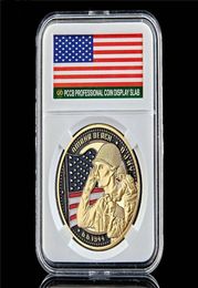 Military Challenge Coin Craft 194466 DDay US 4th Infantry Division Of Army Gold Plated Badge WPccb Box8161594