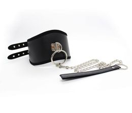 Bondage PU Leather Padded Posture Noble Neck Collar Goth Leash Adjustable Restraint Sexy1651733