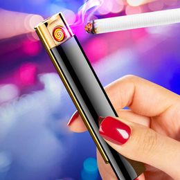 Portable Electronic Lighters Cigarette Usb Lighter Rechargeable Drop-Down Ignition Can Fit In Cigarette Case