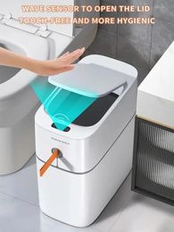 Joybos Electronic Trash Can Automatic packaging Wastebin Bathroom Kitchen Garbage Cube Recycling Large Waterproof Dustbin JS50 240429