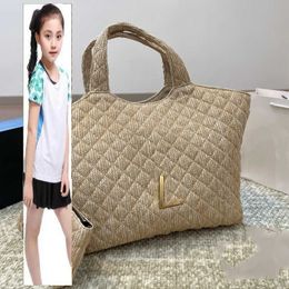 Kids Bags Luxury Brand CC Bag Straw Raffia Weave Shopping Shoulder Bags Top Handle Totes Gold Metal Letter Purse With Little Wallet Pouch Large Capacity Outdoor Desig